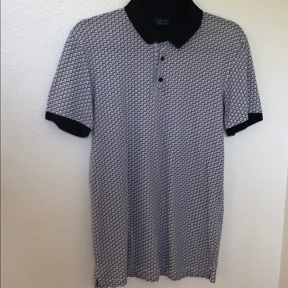 Men’s Zara pattern polo, closer to medium